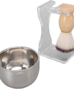 Juego de 3 brochas de afeitar para hombre, suave de lujo con soporte acrílico para afeitado húmedo, ajuste cómodo de la cara, secado rápido y fácil