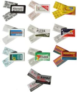 Paquete de muestra de cuchillas de afeitar de doble filo para principiantes (2 unidades cada una)
