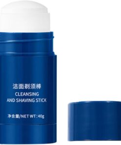 STOBAZA Barra de Afeitar para Hombre Crema Hidratante Azul para Suavizar Barba y Limpieza Facial Función Manual para Afeitado Cómodo