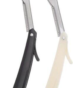 Afeitadora Manual de Metal para Hombres, Estilo Vintage | 2 Piezas, Negro y Blanco, Cuchilla Intercambiable, para Cabello Corto y Patillas