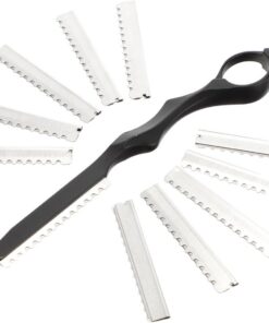 GANAZONO Maquinilla de Afeitar para Cortar Cabello Metálica Manual con 10 Cuchillas Recambio Profesional para Estilistas y Uso Doméstico en Salón de Belleza