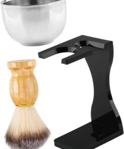 Set de Afeitado para Hombre Cuenco de Afeitar de Metal y Cepillo para Barba Casero, Accesorios de Afeitado en Acrílico y Acero Inoxidable para Uso Cómodo