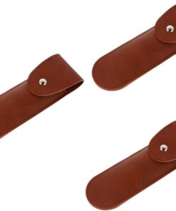 3piezas Estuche De Pu Marrón Para Afeitadora Manual Protector Portátil De y Almacenamiento Para