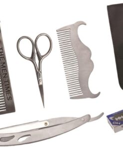 Ciieeo Kit de Barba de Acero Inoxidable para Hombre Recortadora Portátil y Peine Negro Profesional para Afeitado y Cuidado Personal