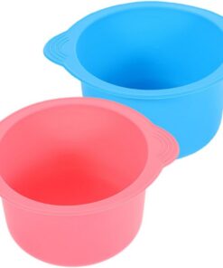 Happyyami Recipiente De Silicona Para Cera Depilatoria 2 Piezas 400 Ml Resistente a Altas Temperaturas Para Mujer Facial Rosa y Azul Desmontable