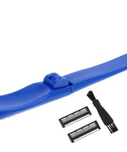 LIFKOME Maquinilla de Afeitar Manual para Hombre con Triple Afilada Recortadora Corporal Portátil Azul para Piel Sensible Adaptable para Espalda Hombros y Pecho Incluye Cabezales de