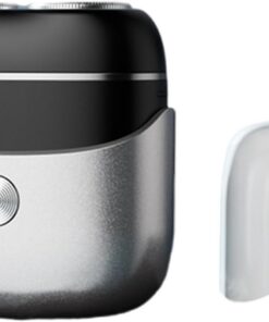 Afeitadora eléctrica portátil en miniatura de doble cabeza para hombres para viajes y aseo diario, recargable por USB, mango antideslizante