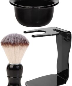 STOBAZA Kit de Afeitado para Hombres con Brocha y Cuenco Acrílico Duradero Soporte para Maquinilla para Cuidado de Barba Casa y Viaje