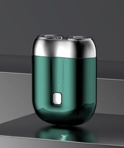 Mini afeitadora para regalo, mini afeitadora eléctrica, recargable, impermeable, compacta, USB, máquina de afeitar inalámbrica de doble cabeza, maquinilla de afeitar eléctrica portátil (verde)
