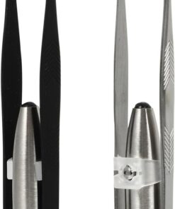 SOLUSTRE 2pcs Pinzas con luz LED Pinzas Alicates Herramienta de Acero Inoxidable Ceja Pinzas Depilación Facial Cosmética Maquillaje Herramientas 9. 8x2cm