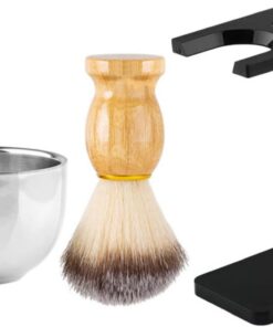 Ciieeo Juego de Cepillo de Barba para Baño Taza de Afeitar Portátil en Acrílico y Acero Inoxidable para Hombre, Experiencia Cómoda y Limpieza Fácil