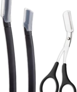 Juego de 3 cortadores de cejas antideslizantes de acero inoxidable para recortar y dar forma a las cejas con tijeras curvadas para cejas