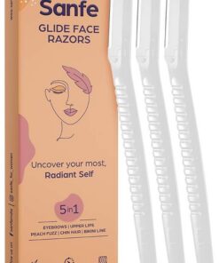 Sanfe Glide Face Razor para depilación facial sin dolor (3 unidades) – labios superiores, barbilla, pelusas de melocotón – Hoja de acero inoxidable, agarre cómodo y firme