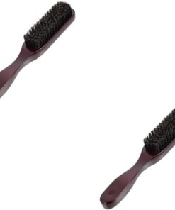 2piezas Cepillo De Barba De Madera Natural Cerdas Suaves Para Cuidado Facial y Para Uso Salón y Hogar Negro