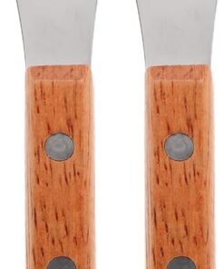 2 Espátulas Metálicas Antiadherentes para Depilación Facial y Corporal Aplicadores de Cera Reutilizables Mango de Madera Espátulas de Acero Inoxidable para Uso Doméstico y