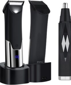 Afeitadora eléctrica para hombres, recortadora de vello de ingle impermeable con indicador LED, afeitadora de vello púbico para hombres IPX7 para bolas, maquinilla de afeitar de higiene masculina