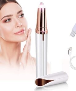 Removedor de vello de cejas recargable, recargable por USB, sin dolor, portátil, eléctrico, de precisión, herramienta de afeitar de cejas segura para cara, labios, nariz, color blanco