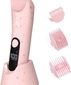 Recortadora de bikini para mujer, recortadora de vello púbico indoloro para axila, pierna, brazo, cuerpo, área privada, maquinilla de afeitar eléctrica recargable, con luz LED, hoja de cerámica IPX7