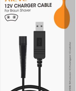 Aieve Cable de carga para afeitadora Braun, cable de carga USB de 12 V para afeitadora Braun Series 5, 3, 9, 7, 1, 3040s, 3080S, B1200s, 5544, 5377, depiladora Silk-Epil 9, 7, 5, cepillo de dientes