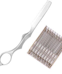 STOBAZA Cuchilla Manual para Cortar Pelo de Acero Inoxidable Portátil y Ligera con 10 Cuchillas para Corte de Pelo Masculino en Casa