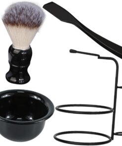 Kit de Afeitado Manual para Hombres en Negro, Set Completo
