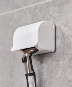 Soporte de pared para maquinilla de afeitar, gancho de almacenamiento para afeitadora manual (blanco)