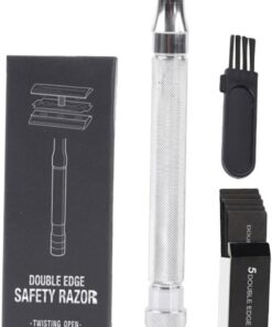 GANAZONO Afeitado Manual con Maquinilla Doble Filo y Cepillo Herramienta Segura para Barba y Bigote Diseño Compacto con Caja de Almacenamiento para Viaje Mango Antideslizante para Uso