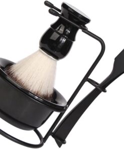 Healeved Kit de Afeitado Manual para Hombre Maquinilla Ergonómica y Brocha de Nylon, Diseño Tradicional para Baño y Cuidado Facial Masculino