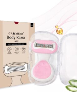 Carmesi Body Razor - Maquinilla de afeitar de 5 cuchillas para mujer, tira lubricante para depilación corporal sin dolor con aloe vera y vitamina E, brazos, piernas, axilas y línea de bikini suaves