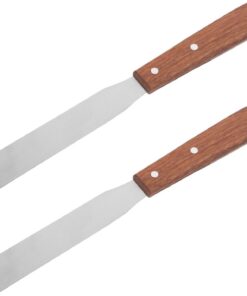 STOBAZA 2 Piezas Espátula para Depilación con Mango Ergonómico de Madera y Acero Inoxidable, Aplicador para Cera Corporal en Casa o Salón de Belleza
