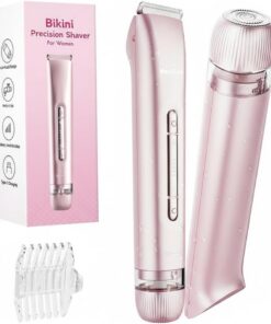 Recortadora de bikini para mujer, maquinilla de afeitar eléctrica 2 en 1 para línea de bikini y zonas sensibles, IPX7 impermeable para axilas, piernas, brazos, cuerpo y cara, recargable por USB-C