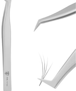 Pretty Memory - Pinzas de extensión con bolsa de pinzas para mujeres y hombres - Pinzas de depilación inclinadas de acero inoxidable de precisión, perfectas para cejas, color rosa profesional