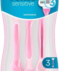 Gillette Venus Sensitive - Maquinilla de afeitar desechable para mujer (3 unidades, cuchillas cómodas, dermatológicamente probadas, para pieles sensibles)