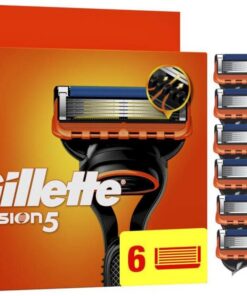 Gillette Recargas de afeitadora Fusion5 para hombres, pack de 6, autépticos, cartuchos con banda lubricante y 5 cuchillas para un afeitado manual eficiente, compatibles con las mangas de la serie | Recargas de larga duración de acero inoxidable, cinta lubricante, microlaminas, 1 repuesto hasta 20 afeitados