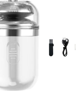 Afeitadora 2 en 1 con cepillo limpio para hombre, inalámbrica, para barba, nariz, afeitadora eléctrica giratoria húmeda y seca, para hombres, recargable