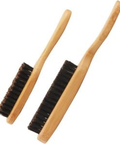 Cepillo Fade para Vello Facial y Cabello de Hombre, Cepillo de Aseo de Bambú Mango Ergonómico, 2 Piezas para Barbería y Afeitado