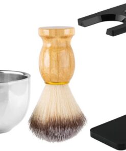 Healeved Kit de Afeitado para Hombre Soporte y Cuenco de Acrílico Resistente Corrosión, Brocha de Afeitar Cómoda y Fácil de Limpiar para Uso Diario
