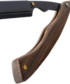 Hemobllo Maquinilla de Afeitar Plegable de Acero Inoxidable Soporte de Madera, Herramienta Ligera para Recortar Barba en Estilo Retro sin Cuchilla