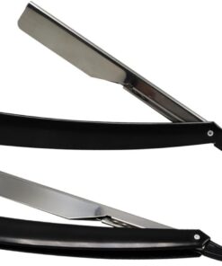 Healeved Maquinilla de Afeitar Manual para Hombre 2 Piezas, Diseño Clásico de Metal Negro, Fácil de Usar y Ahorra Espacio, Adecuado para Barba y Uso en Casa