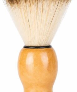 Brocha de afeitar con mango de madera, cepillo de espuma sintética suave para barba