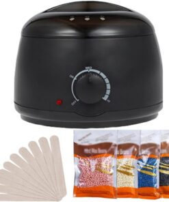 TLYA Máquina De Fusión De Cera, Potro De Cera De Vela Antiadherente Eléctrica, Equipado con Frijoles De Cera Y Palitos De Cera, para La Depilación Y La Fusión De Cera,Negro