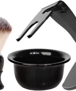 MAGICLULU Kit de Afeitado Profesional y Ligero para Hombre Soporte para Maquinilla Brocha y Cuenco de Abs Nylon para Viaje y Uso en Casa