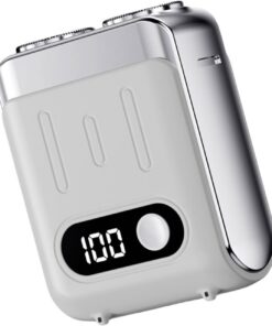 Afeitadora eléctrica pequeña y silenciosa para hombres, pantalla digital, recortadora de barba eléctrica pequeña para viajes de negocios y vacaciones
