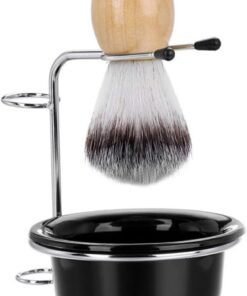 VALICLUD Kit Cuidado de Barba para Hombre Brocha y Cuenco de Afeitar en Acero Inoxidable, Soporte Redondo de Fineza Artesanal, Obsequio Día del Padre Adecuado