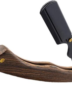 Maquinilla de Afeitar Plegable Diseño Retro de Acero Inoxidable y Madera para Recortar Vello Facial, Soporte Portátil Ligero Especial para Uso Masculino