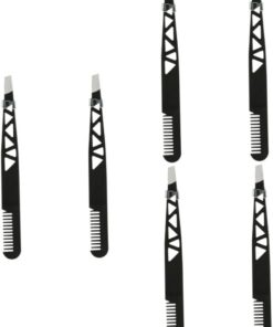 Healeved 6piezas De Cejas Herramienta De Depilación y Modelado Inoxidable Accesorios De Maquillaje Color Negro