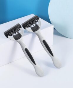 2 asas + 24 cuchillas: Maquinilla de afeitar manual unisex con 6 capas de acero inoxidable reemplazables y cabezales de afeitado