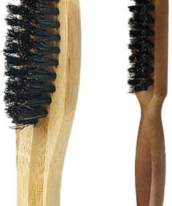 Happyyami Cepillo de Cerdas con Mango de Bambú, Diseño Ergonómico y Agarre Cómodo para Limpiar Bigote y Cuello en Casa o Barbería