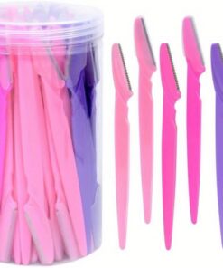 Paquete de 30 cuchillas de acero inoxidable para cejas, recortadora facial portátil, tapa de agarre de seguridad, corte preciso de cejas, viajes, hogar, multicolor