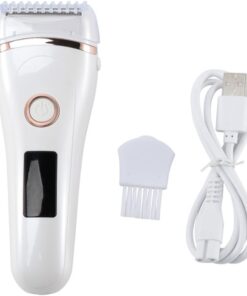 Afeitadora Eléctrica para Mujeres Carga USB y Pantalla LED | Abs y Acero Inoxidable, Recargable para Cejas y Vello Corporal, Blanco